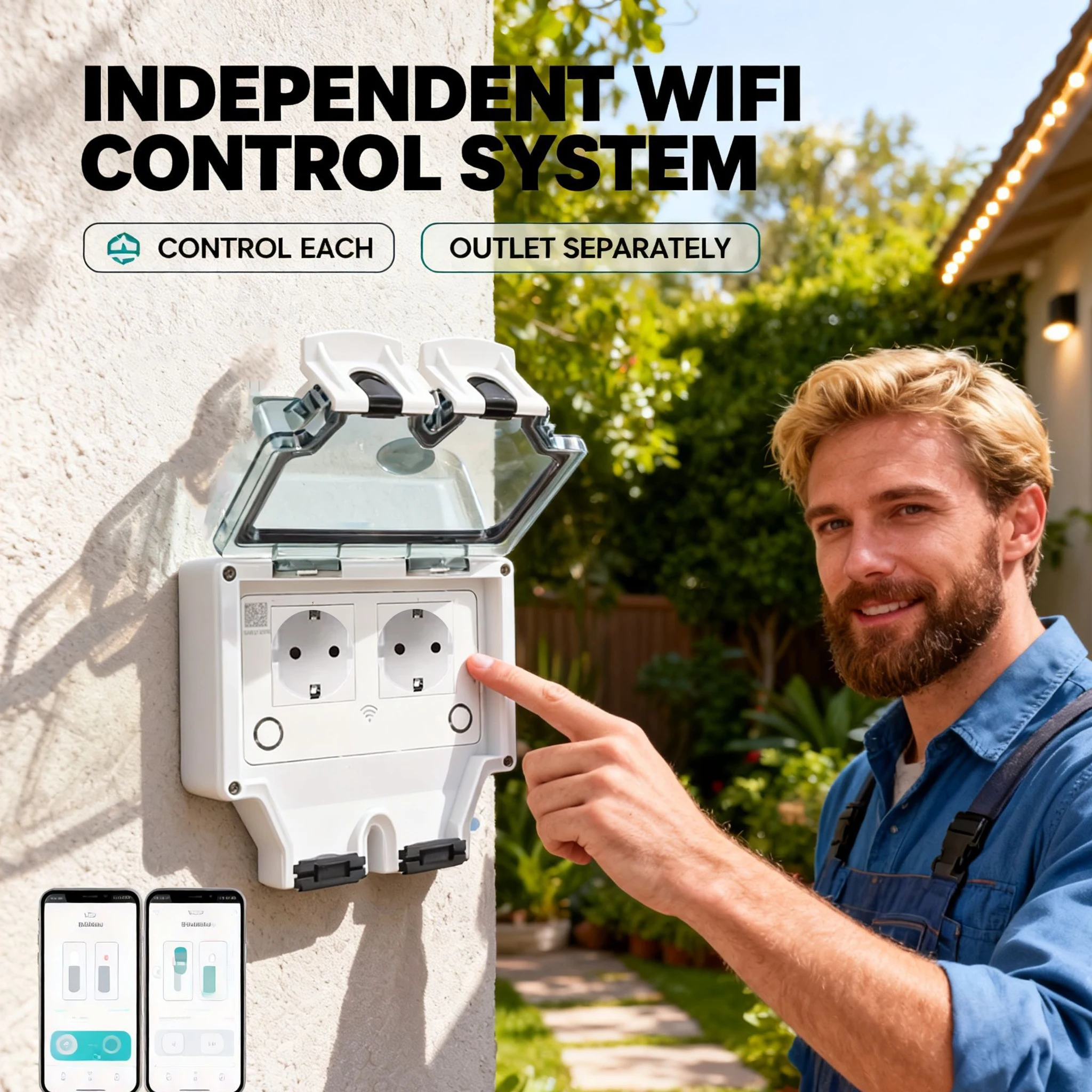 Tuya Waterproof Electrical Wal - Timer Dual Outlet recension och pris